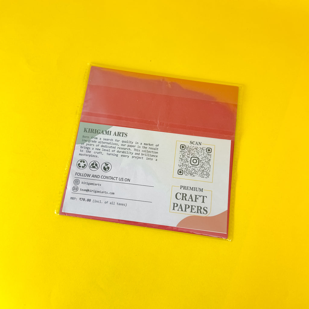 Craft Papers | 15x15cm | 15 Coloured sheets | Kirigami Arts