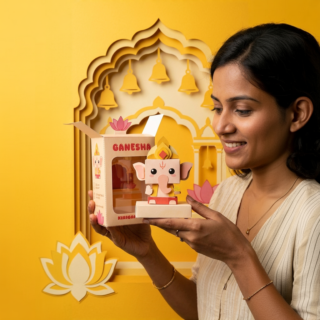 Paper Ganesha | Best fit for desk | Small Home Mandir