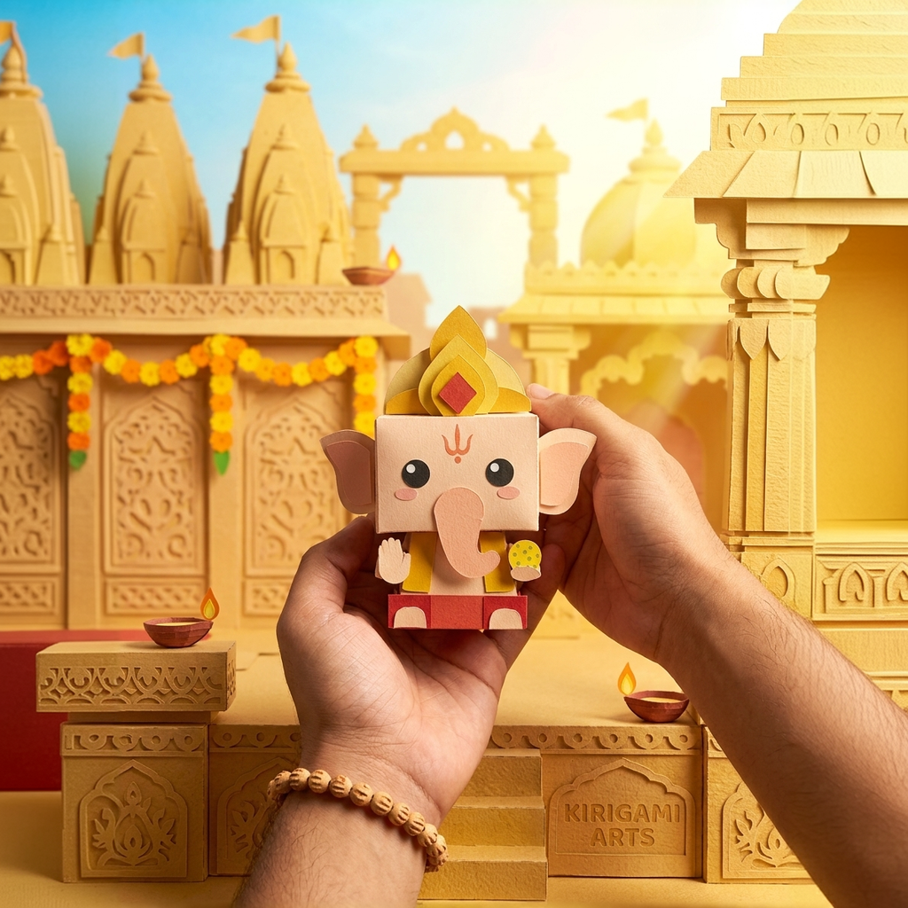 Paper Ganesha | Best fit for desk | Small Home Mandir